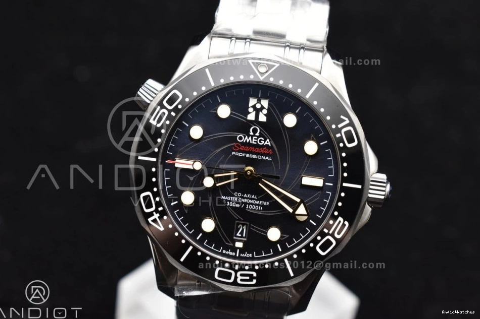 Black A SS VSF Seamaster 300M Bracelet Ceramic Dial On James Black 1:1 Best Bond Diver Supportive Edition 007 1094 1221